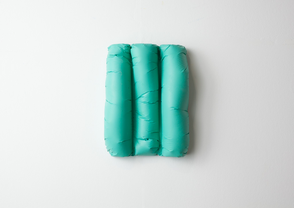 Untitled (aqua), 2024, a sculpture in plaster and acrylic