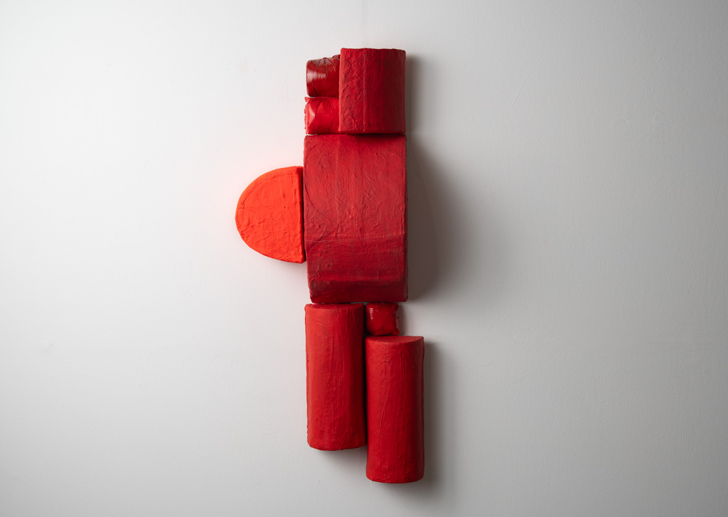 Untitled (old heart), 2025, a sculpture in plaster cloth, cardboard, plaster, acrylic, polyurethane