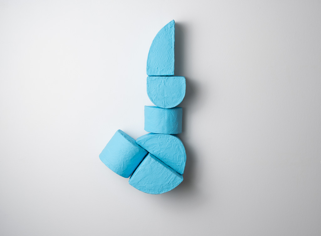 Untitled (scattered light), 2025, a sculpture in plaster cloth, cardboard, acrylic