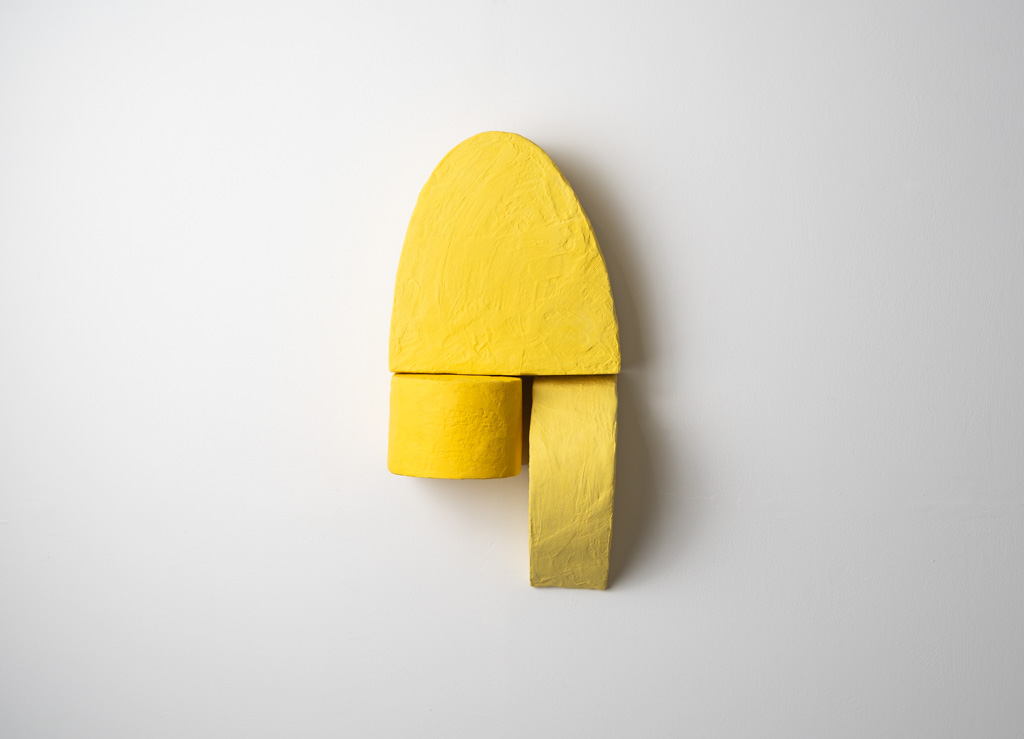 Untitled (passage), 2025, a sculpture in plaster cloth, cardboard, acrylic